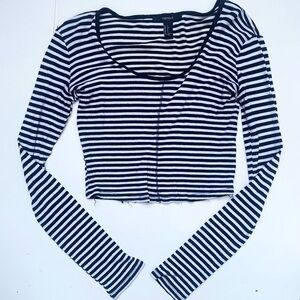 Forever 21 Black and White Striped Women's Top
